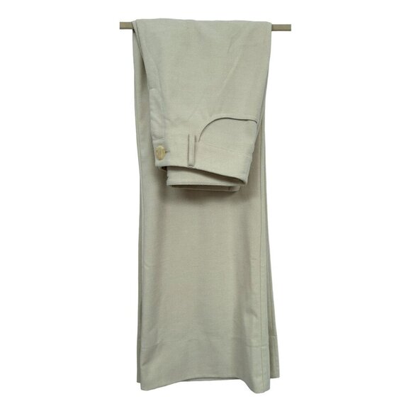 Cache Vintage Ivory Tonal Pattern Wide Leg Trousers Pants Pockets Sz 2 Long USA - Picture 5 of 8